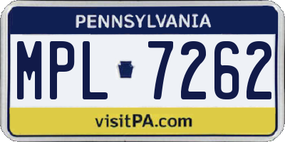 PA license plate MPL7262