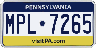 PA license plate MPL7265
