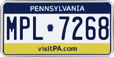 PA license plate MPL7268