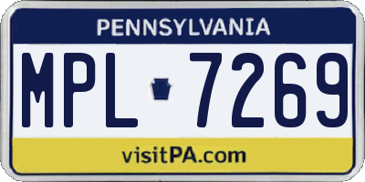 PA license plate MPL7269
