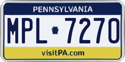 PA license plate MPL7270