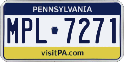PA license plate MPL7271