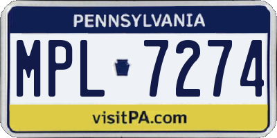 PA license plate MPL7274