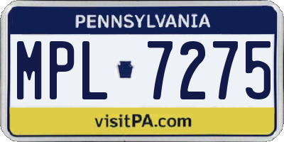 PA license plate MPL7275