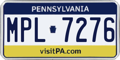 PA license plate MPL7276