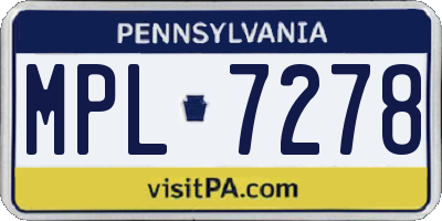 PA license plate MPL7278