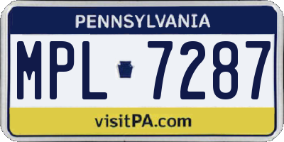 PA license plate MPL7287