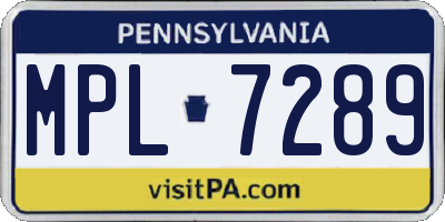 PA license plate MPL7289