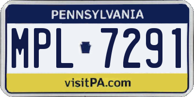 PA license plate MPL7291