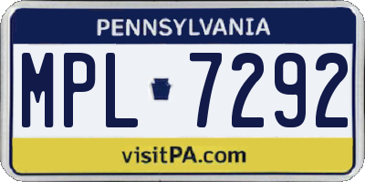 PA license plate MPL7292