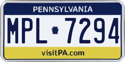 PA license plate MPL7294