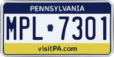 PA license plate MPL7301