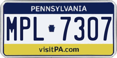 PA license plate MPL7307