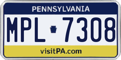 PA license plate MPL7308