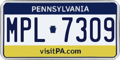 PA license plate MPL7309