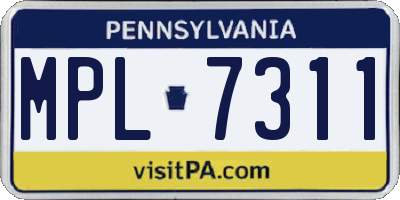 PA license plate MPL7311