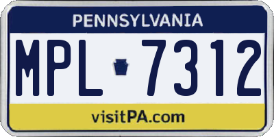 PA license plate MPL7312