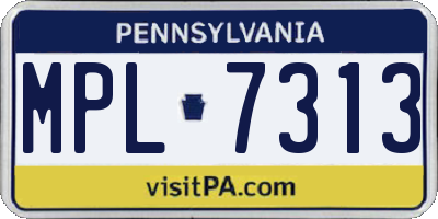 PA license plate MPL7313