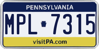 PA license plate MPL7315