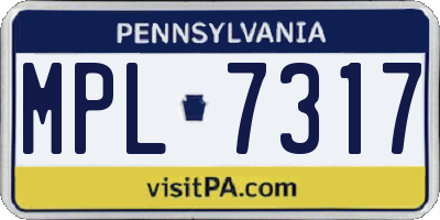 PA license plate MPL7317