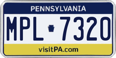 PA license plate MPL7320