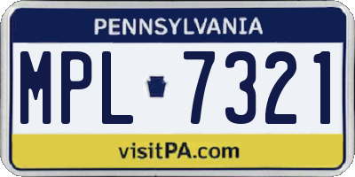 PA license plate MPL7321
