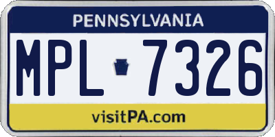 PA license plate MPL7326