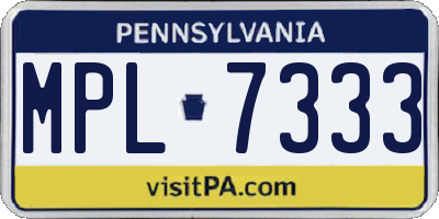 PA license plate MPL7333