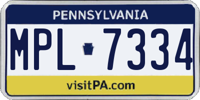 PA license plate MPL7334
