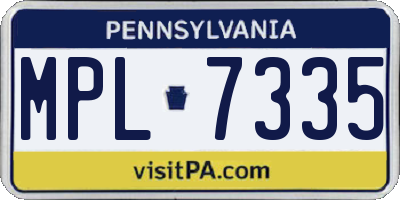 PA license plate MPL7335