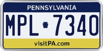 PA license plate MPL7340
