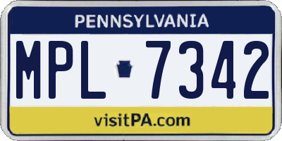 PA license plate MPL7342