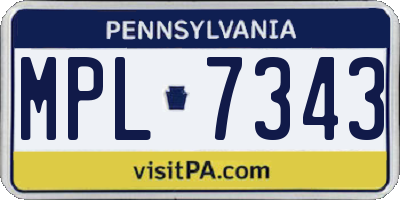 PA license plate MPL7343
