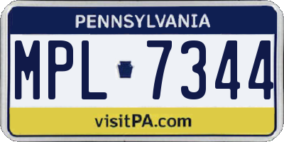 PA license plate MPL7344