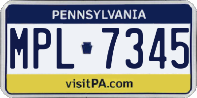 PA license plate MPL7345