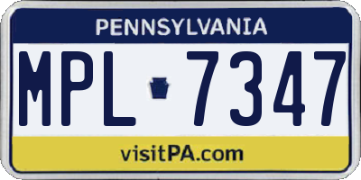 PA license plate MPL7347