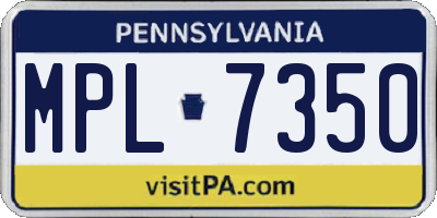 PA license plate MPL7350