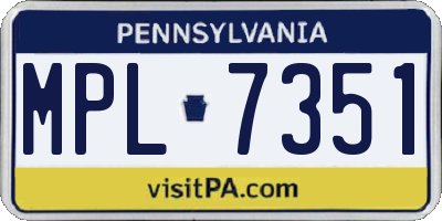 PA license plate MPL7351