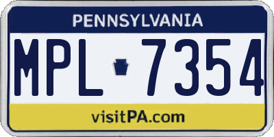 PA license plate MPL7354