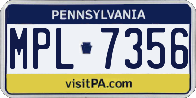 PA license plate MPL7356