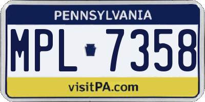 PA license plate MPL7358