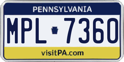 PA license plate MPL7360