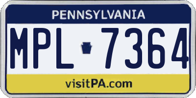 PA license plate MPL7364