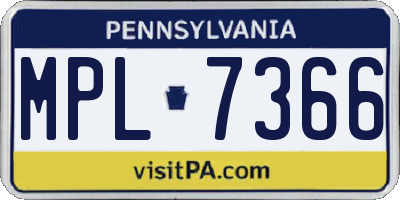 PA license plate MPL7366