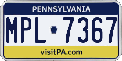 PA license plate MPL7367