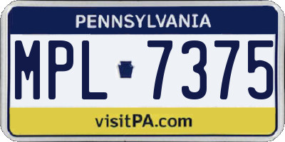 PA license plate MPL7375