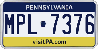 PA license plate MPL7376