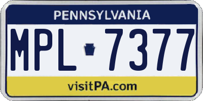 PA license plate MPL7377
