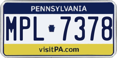 PA license plate MPL7378