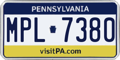 PA license plate MPL7380